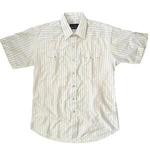Vintage Panhandle Slim White Red Pinstripe Jacquard Mens Western Shirt Size 16.5